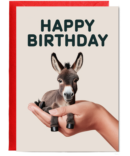 Happy Birthday Card Mini Donkey cute funny