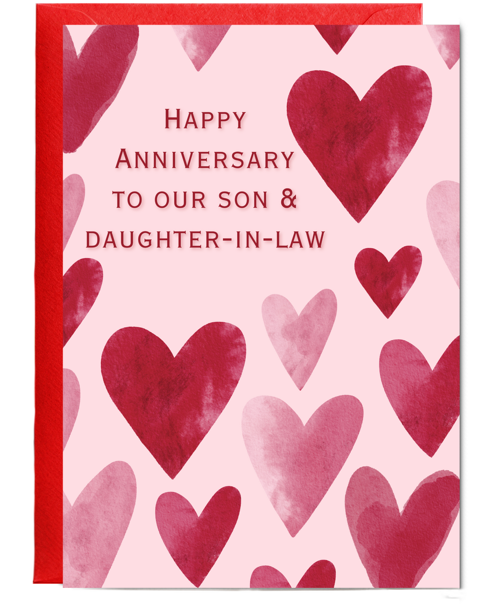 Happy Anniversary to our son and daughter-in-law Watercolour hearts
