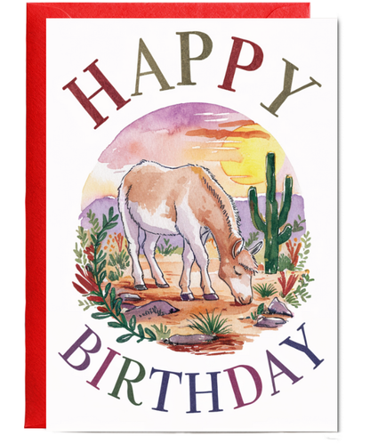 Happy Birthday cute burro watercolour