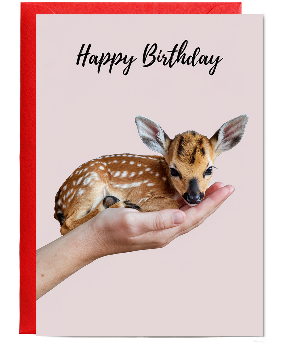 Birthday card Miniture fawn cute funny