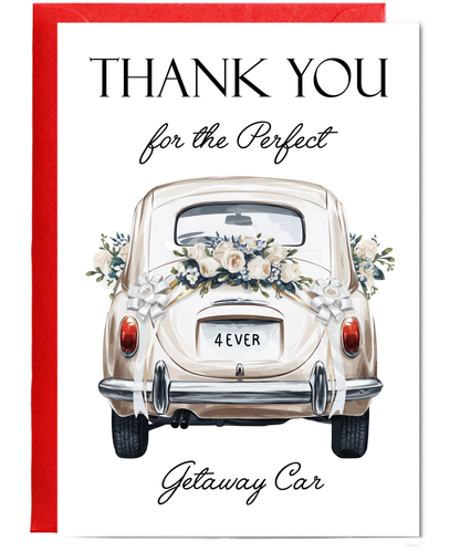 Wedding Thank You Card for the Perfect Getaway Car