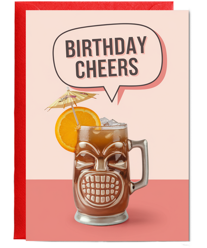 Birthday Cheers card holiday tiki cocktail