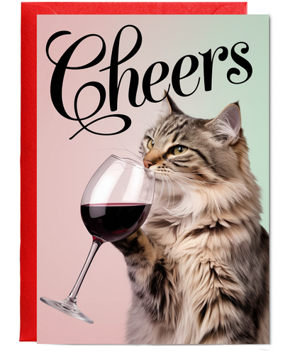 Cheers with Cat with a Glass of Wine