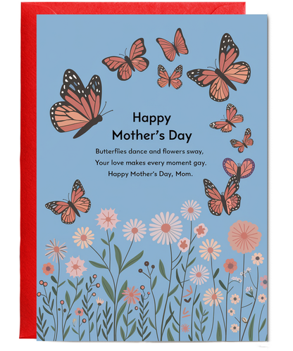 Mother's Day Card Butterflies dance Traditional poem