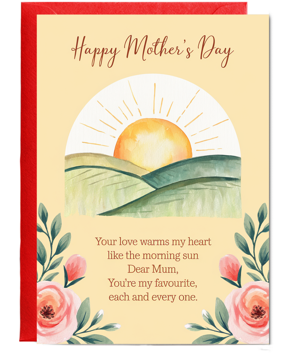 Mother's Day Card Dear mum poem sun from son