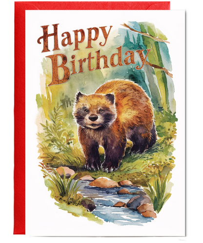 Happy Birthday cute wolverine watercolour