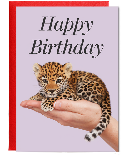 Birthday card Miniture leopard cute funny
