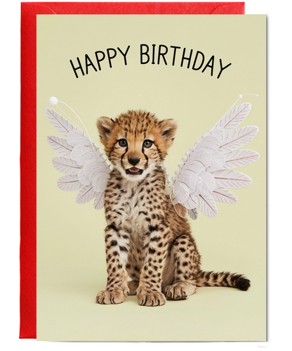 Birthday Card Cheetah with wings