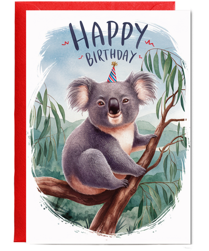 Happy Birthday cute koala watercolour