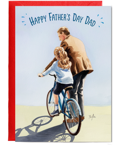 Happy Fathers Day Teaching Daughter to Cycle