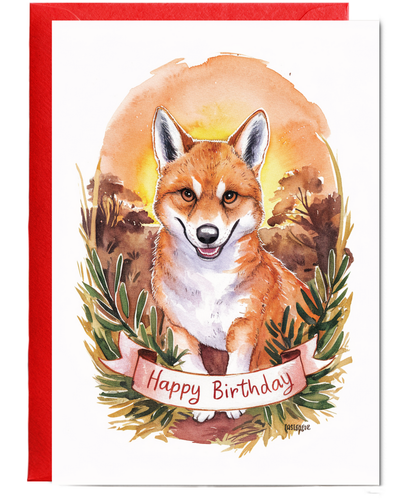 Happy Birthday cute dingo watercolour
