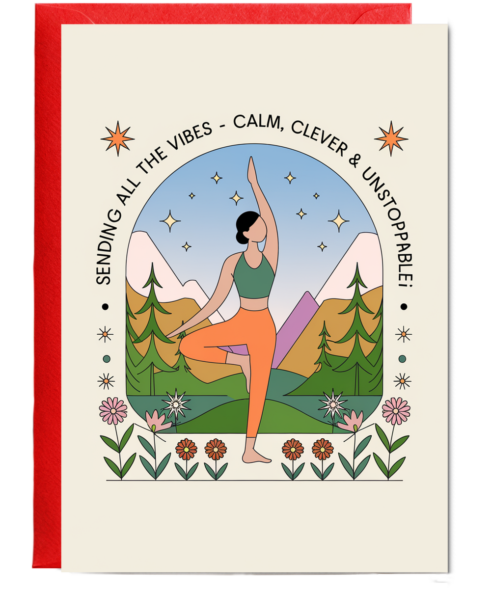 Yoga Card Sending All the Vibes Calm, Clever & Unstoppable