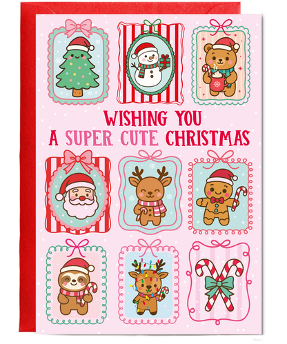 Girly Christmas Card for Her Wishing You a Super Cute Christmas