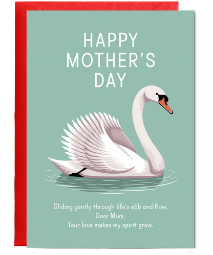 Mothers Day Card Swan Dear Mum Traditional poem