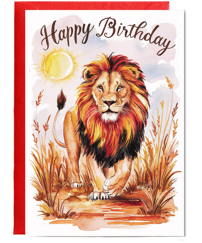 Happy Birthday cute Lion watercolour