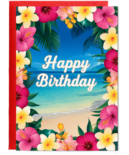 Tropical Flower Lei with Birthday Wishes