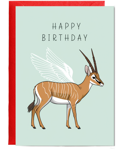 Birthday card antelope With Wings