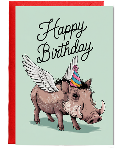Birthday Card Warhog with wings