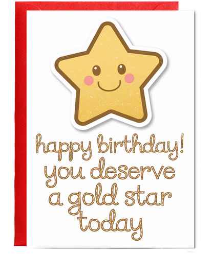 Birthday Card for Teacher You Deserve a Gold Star Today