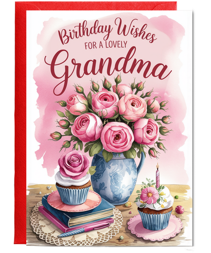 Birthday Wishes for a Lovely Grandma with Bouquet