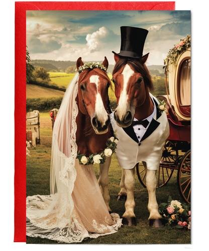 funny horse bride and groom