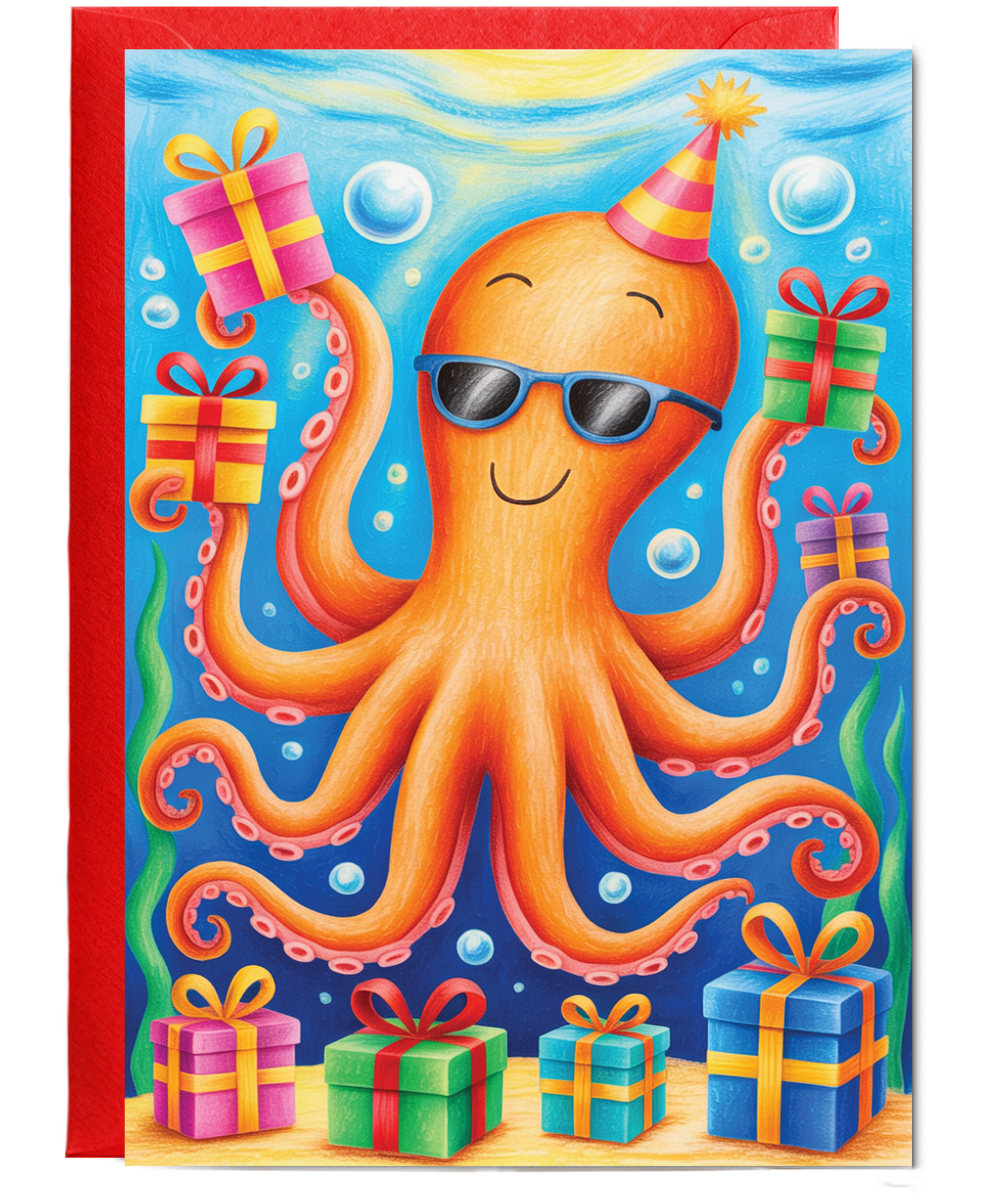 Kids birthday octopus with gifts