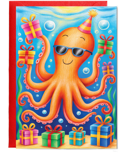Kids birthday octopus with gifts