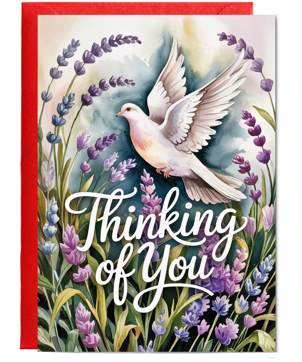 Sympathy Card Thinking of You Missing Loved Ones Dove and Lavender