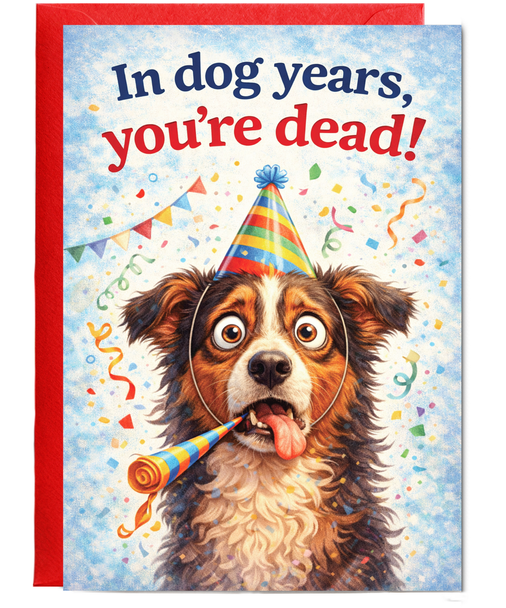 In dog years, you're dead! humorous happy birthday