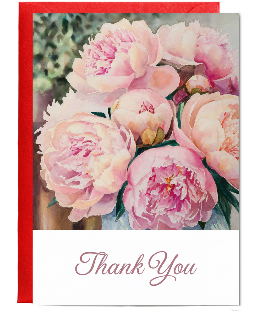 Thank You - Watercolor Peonies