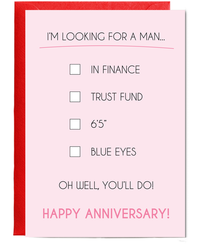 Anniversary i'm looking for a man in finance