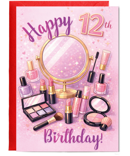 Glam Girl 12th Birthday Card for Makeup Lover Daughter or Niece