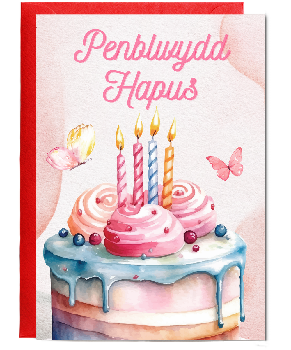 girly happy birthday Welsh Penblwydd Hapus butterflies