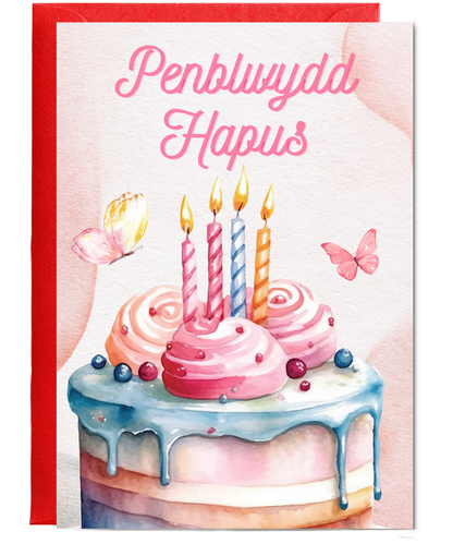 girly happy birthday Welsh Penblwydd Hapus butterflies