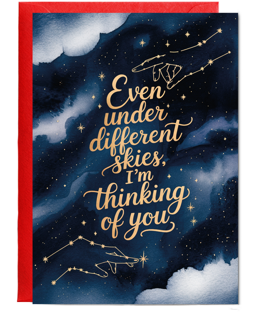Thinking of You Card for Girlfriend Boyfreind Best Friend Under a Different Sky