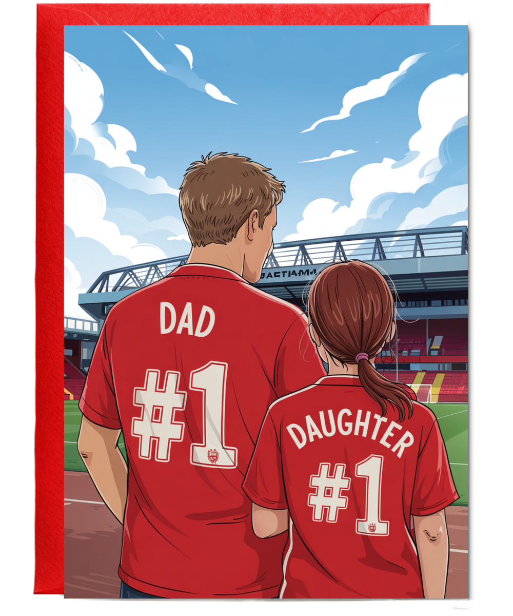 football red number one dad and daughter