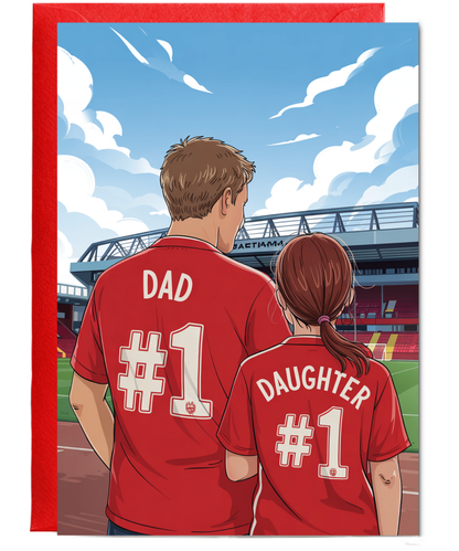 football red number one dad and daughter