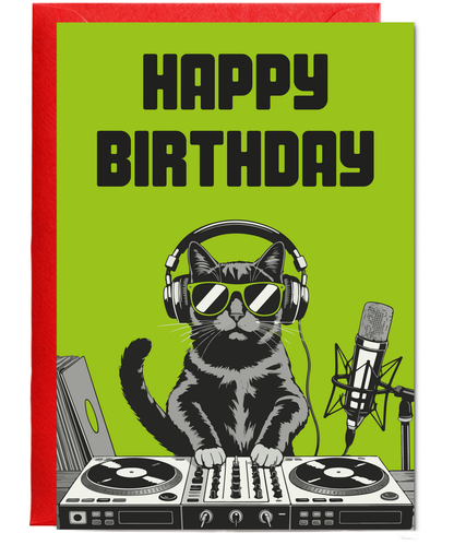 Happy Birthday Card for Him DJ Cat