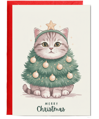 cat in christmas tree costume