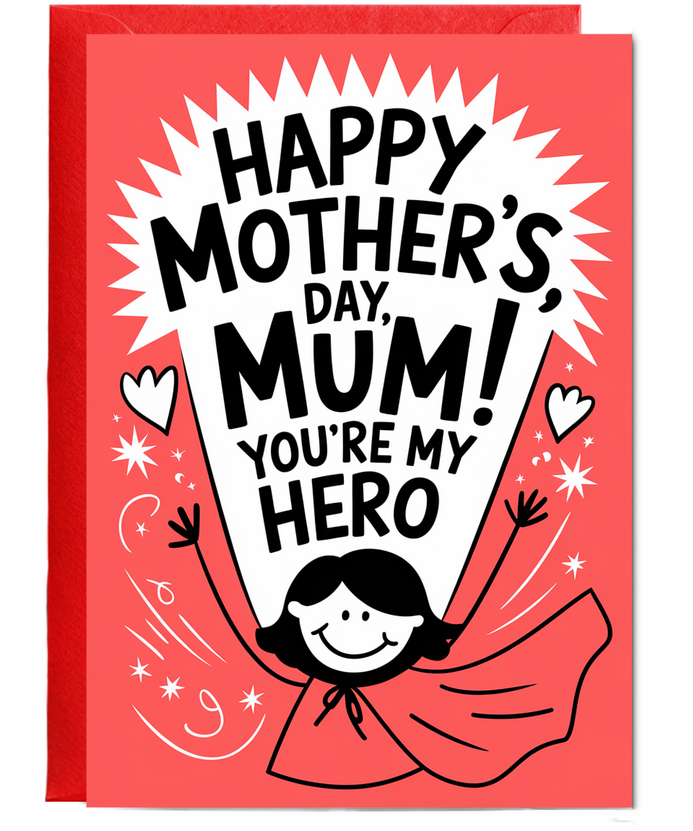 Mother's Day Card Mum You're My Hero from son