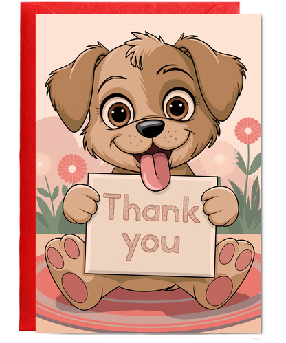 Thank You - Puppy with a Thank-You Card