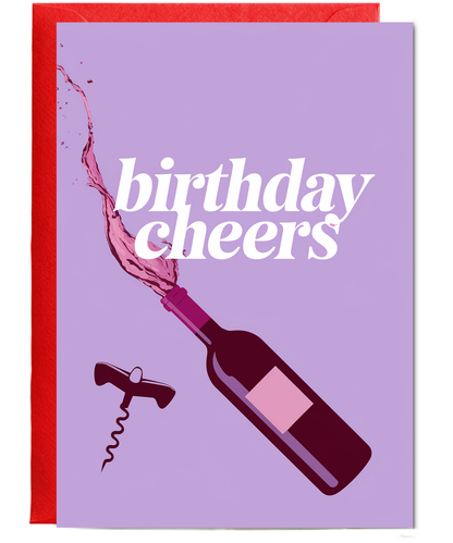 Birthday Cheers Card for her red wine