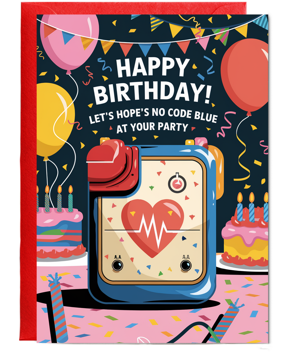 Nurse Birthday Card Let’s Hope There’s No Code Blue at Your Party
