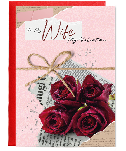 Valentines Day Card From Husband To My Wife My Valentine Romantic Roses and Letters