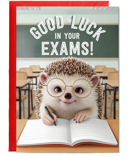 Good Luck in Your Exams Hedgehog with Glasses