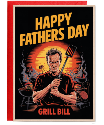 Happy Fathers Day Grill Bill Dad Dramatic Movie Poster Style