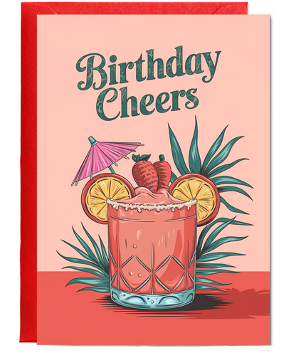 Birthday Cheers Card for her cocktail