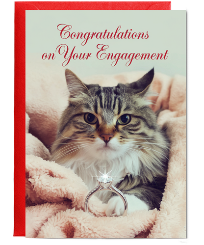 Congratulations on Your Engagement with Cat with a Ring