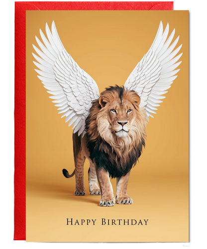 Birthday Card Lion With Wings