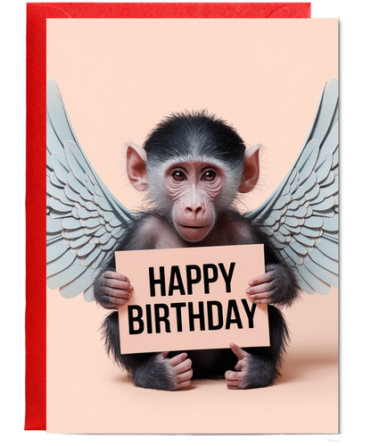 Birthday Card Chimp wings